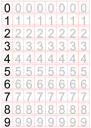 数字练习字帖样例